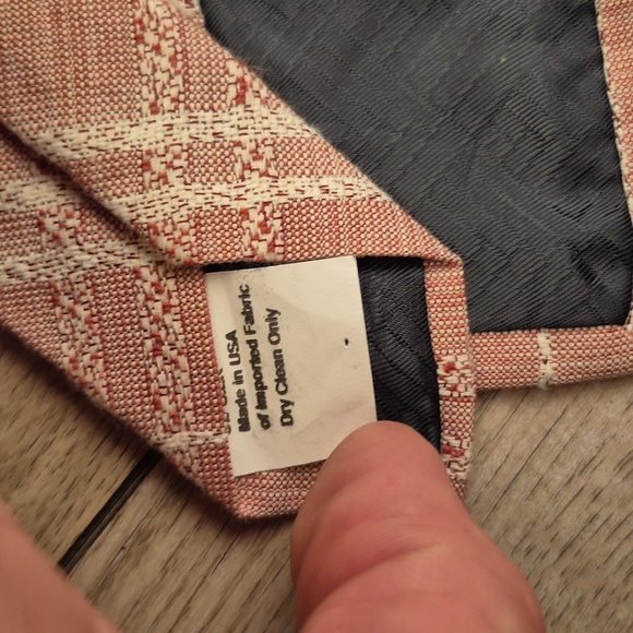 BILLY REID Light Pink Beige Textured Plaid USA Mens Cotton Silk Blend Tie - Picture 6 of 7